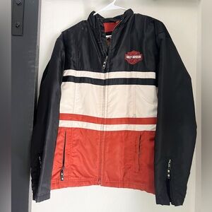 Women's Harley Davidson Wrecking Crew 98 Jacket Vintage Black White Orange